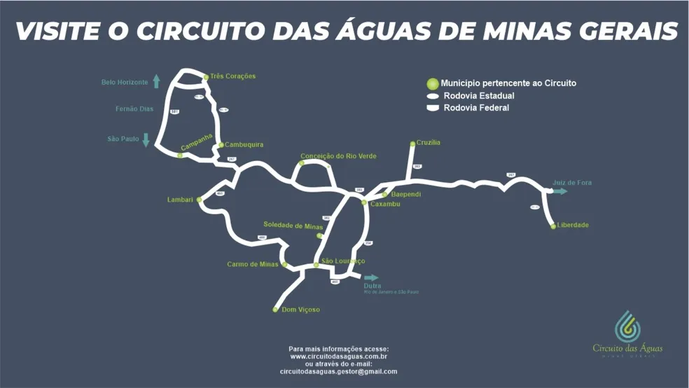 Mapa do Circuito das Águas de Minas Gerais